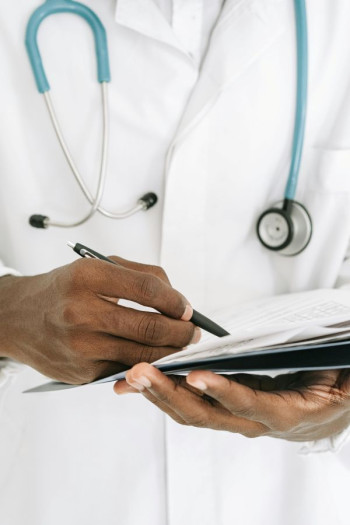 Close up of a person who is a medical worker.