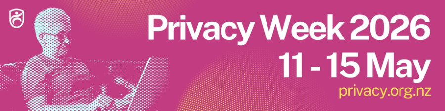 Privacy Week banner showing a woman looking at a laptop. The words say Privacy Week 2026 11-15 May